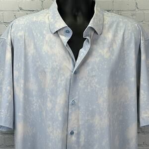 Maceoo Galileo StretchCore Button Front Shirt Sky Clouds Baby Blue Mens 7 3XL